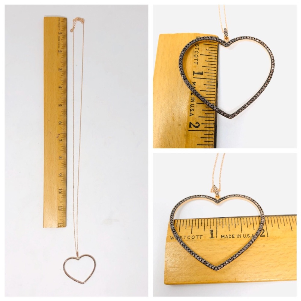 Rose gold sterling silver crystal heart 💖 pendant necklace, NWOT - Picture 13 of 15